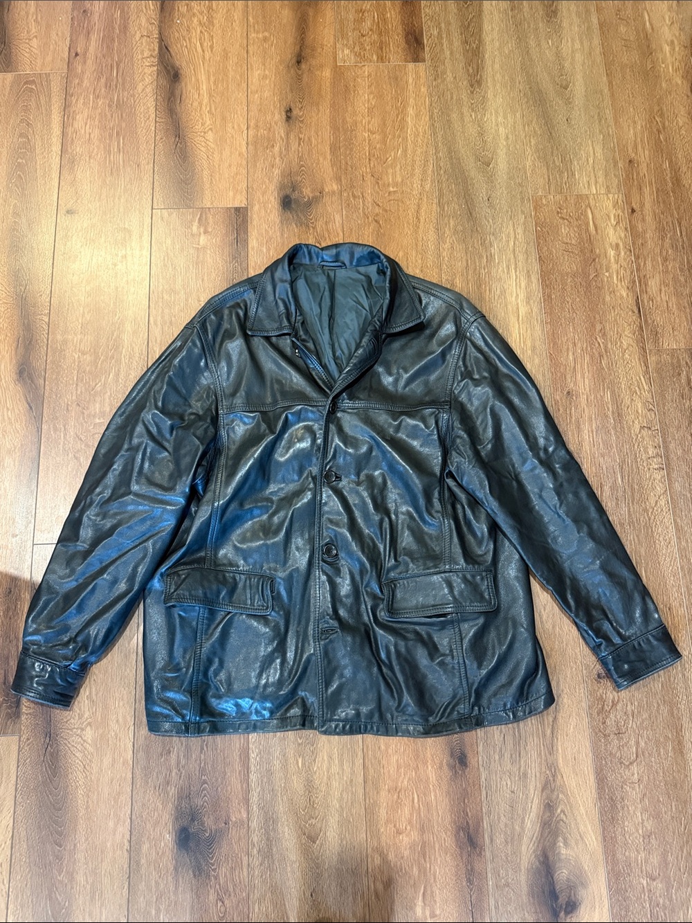Bruno Magli Black Leather Bomber Jacket
